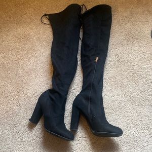 Over the knee suede boots